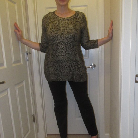 INC International Concepts Metallic Snake-Print Tunic Sweater ~ Size L - Picture 5 of 13